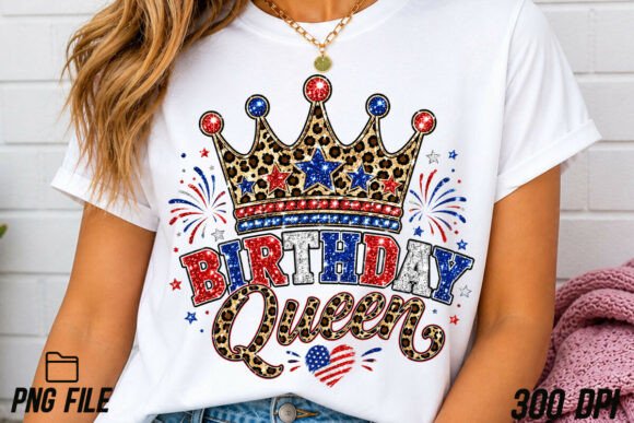 4th of July Birthday Queen Crown PNG: Your Patriotic Design Asset