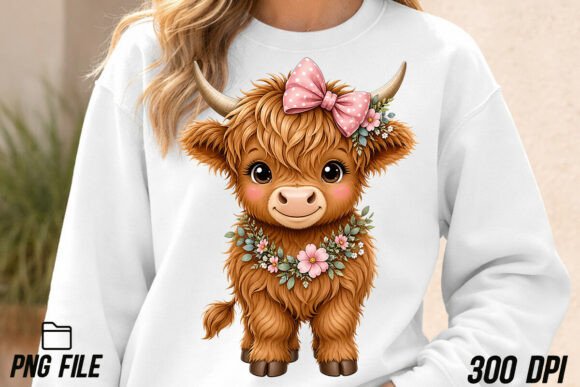 Adorable Highland Cow Girl PNG: Your Next Favorite Design Asset