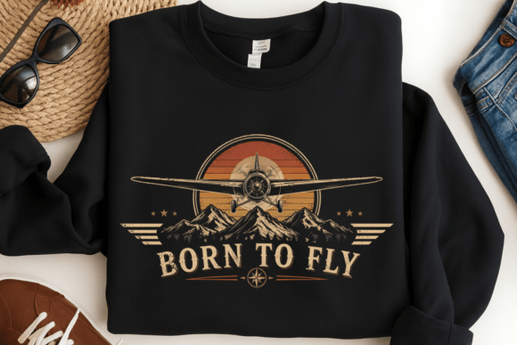Born to Fly PNG: Elevate Your Aviation Designs with Vintage Spirit