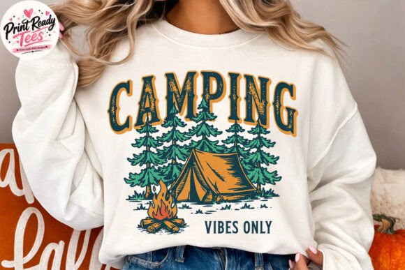 Camping Vibes Only PNG: A Retro Campfire Design for Modern Creators