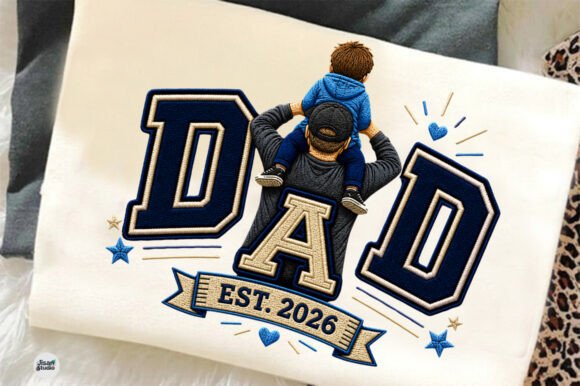 Embroidered Dad Shirt, Father’s Day PNG: Stitch-Style Design