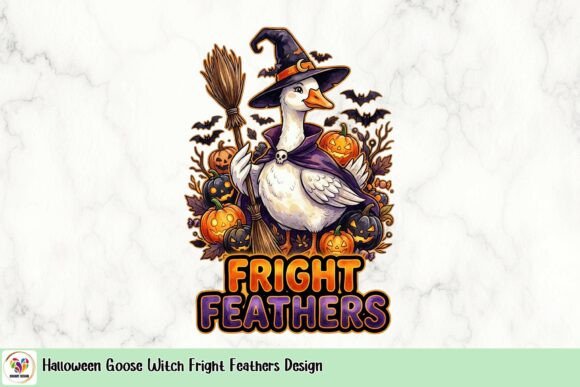 Halloween Goose Witch Fright Feathers Design