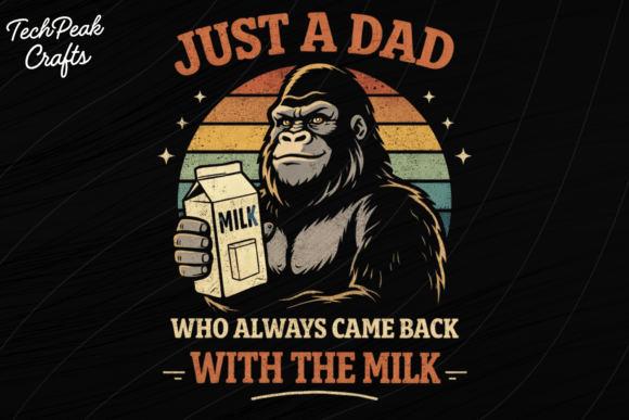 Just a Dad Funny Shirt PNG: A Retro Gorilla Design for Father's Day