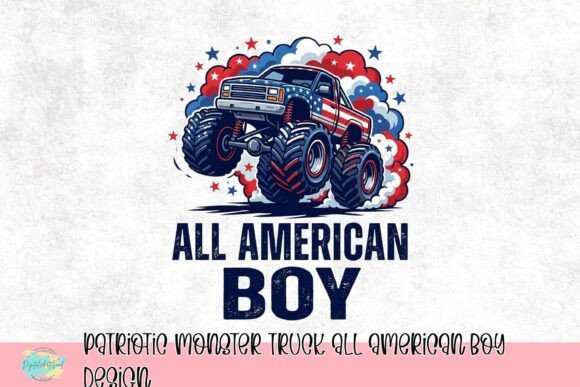 Patriotic Monster Truck All American Boy Design