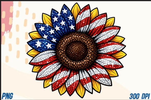 Rhinestone American Flag Sunflower PNG: A Creative Asset