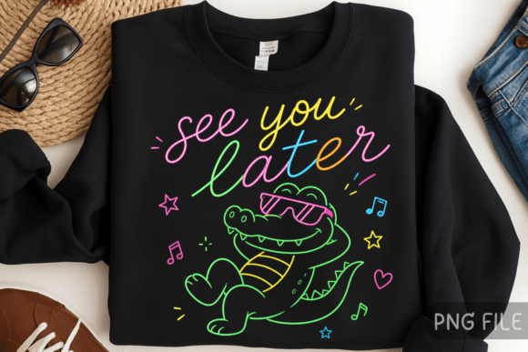 See You Later Alligator Neon PNG: A Vibrant Digital Asset