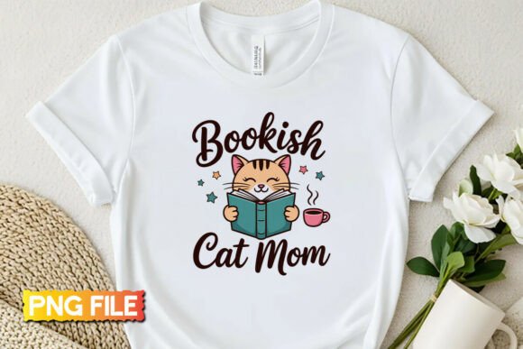 The Cozy Appeal of a Bookish Cat Mom PNG