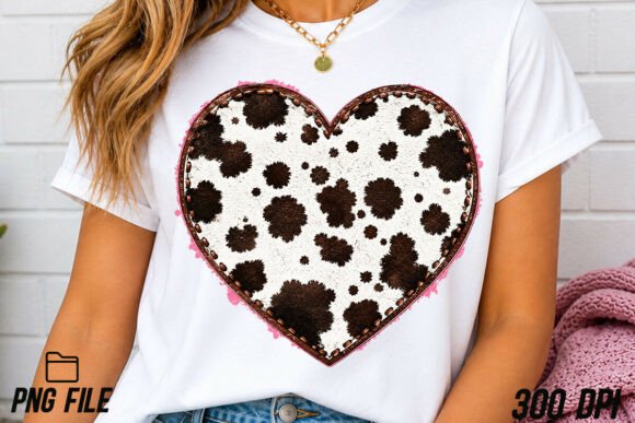 Western Cowhide Heart PNG Sublimation: A Design Asset for Authentic Branding
