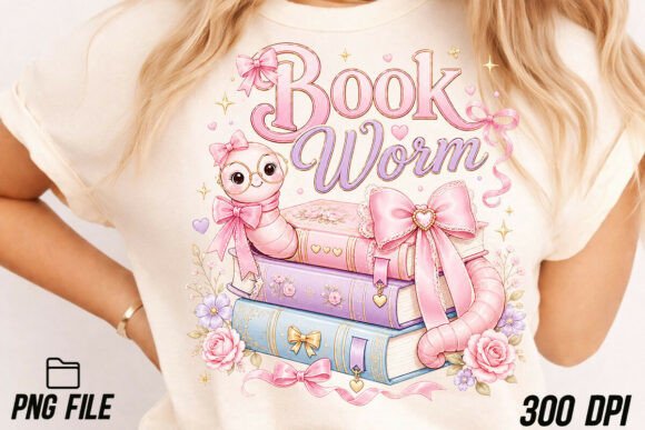 Whimsical Coquette Book Worm PNG: A Design Asset for Modern Creatives